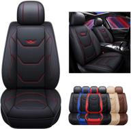 🚗 sogloty leather car seat covers: stylish front rear cushion cover for cars suv pick-up truck - enhanced protection, airbags compatible (front, black red line) logo