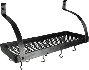 img 2 attached to High-Grade Hammered Steel 30-Inch Gourmet Deep Bookshelf Wall Rack with Curved Arm - Enclume PR8AC-30 HS