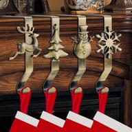 christmas stocking holders for mantle - set of 4 hangers, hooks, and decorations логотип