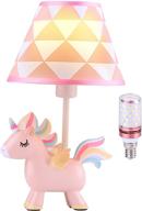 🦄 cute unicorn lamp for girls' bedroom: kids bedside table lamp with 3-color led bulb & shade, unicorn night light gifts for girls' bedroom decor, pink plug-in lamps for baby nursery decoration logo