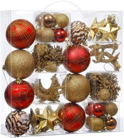 img 4 attached to Add a Magical Touch to Your Christmas Decor with Valery Madelyn 70ct Woodland Red and Brown Christmas Ball Ornaments