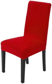 img 3 attached to 🪑 Awland Dining Chair Slipcovers Protector - Short Stretch Spandex Seat Covers for Kitchen Bar, Hotel, and Weddings - 4PCS, Red