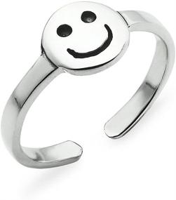 img 4 attached to Smiley Polished Sterling Silver Women