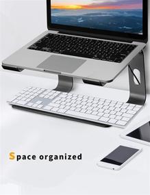 img 2 attached to 🖥️ ALASHI Laptop Stand for Desk: Ergonomic Aluminum Computer Riser, Detachable Metal Laptops Elevator, Cooling Mount - Supports 10 to 15.6 Inches Notebook, Black