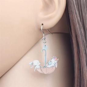 img 3 attached to DOWAY Acrylic Cartoon Easter Umbrella Rabbit Cat Carrot Bunny Earrings Drop Dangle: Stylish Novelty Jewelry Gift for Women and Girls (in Pink)