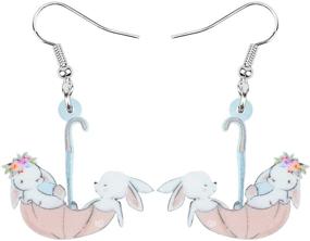 img 4 attached to DOWAY Acrylic Cartoon Easter Umbrella Rabbit Cat Carrot Bunny Earrings Drop Dangle: Stylish Novelty Jewelry Gift for Women and Girls (in Pink)