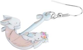 img 2 attached to DOWAY Acrylic Cartoon Easter Umbrella Rabbit Cat Carrot Bunny Earrings Drop Dangle: Stylish Novelty Jewelry Gift for Women and Girls (in Pink)