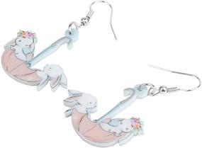 img 1 attached to DOWAY Acrylic Cartoon Easter Umbrella Rabbit Cat Carrot Bunny Earrings Drop Dangle: Stylish Novelty Jewelry Gift for Women and Girls (in Pink)