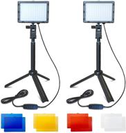 📸 fugetek led photo/video light kit - portable & adjustable usb-powered desktop tripod stand (10”-20”) - dimmable lighting with 4 color filters - ideal for game streams, zoom calls, youtube - 2-pack logo