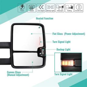 img 2 attached to Towing Mirrors for 2007-2013 Chevy Silverado Suburban Tahoe GMC Sierra Yukon - Power Glass, Turn Signal, Backup Lamp, Extendable Pair