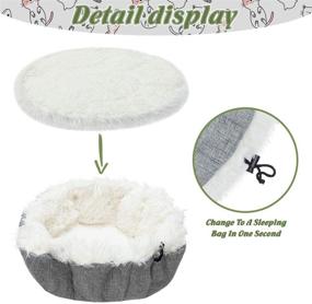 img 1 attached to 🐱 Cozy and Convertible: Furry Self-Warming Cat Bed Mat - Plush Sleeping Bag for Your Comfy Cat!