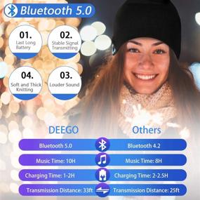 img 2 attached to 🎧 Upgraded Bluetooth Beanie for Men - Winter Hat with Headphones, Knit Beanie Cap with Microphone Headset - Unique Christmas Birthday Tech Gift for Men, Dad, Son, Boys, Boyfriend, Him
