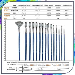 img 3 attached to 🎨 Набор кистей для живописи Rosmax Artist серии R, 15 различных размеров - нейлоновый ворс, идеально подходит для акриловой краски, масла, акварели и гуаши.