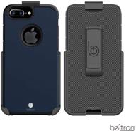 premium protective iphone 8 plus/7 plus belt clip case: slim heavy duty hybrid design with rotating holster & kickstand - midnight blue logo