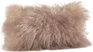 🐑 saro lifestyle 3564.oy1220b mongolian lamb fur throw pillow: luxurious 100% wool, oyster color, 12"x20" with poly filling logo