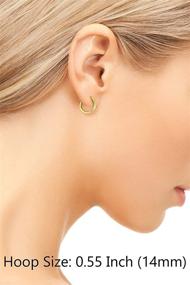 img 3 attached to 💫 Stylish 14k Gold Polished Small Hoop Earrings - 0.55" Diameter, Round Design