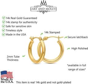 img 2 attached to 💫 Stylish 14k Gold Polished Small Hoop Earrings - 0.55" Diameter, Round Design