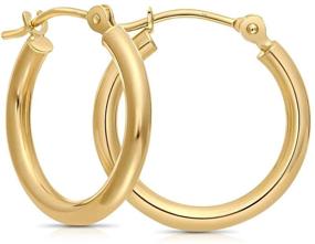 img 4 attached to 💫 Stylish 14k Gold Polished Small Hoop Earrings - 0.55" Diameter, Round Design