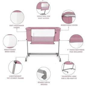 img 1 attached to Dream On Me Seashell Rose Bassinet & Bedside Sleeper: 36.5x26.5x28 Inch for Comfortable Sleep