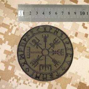 img 2 attached to 🧭 LEGEEON Olive Drab Vegvisir Viking Compass OD Green Norse Rune Morale Patch: Tactical Hook & Loop