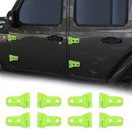 🚪 cherocar jl jt крышки петель двери защитные декоративные комплекты - идеально подходят для jeep wrangler jl jlu 2018-2020 и jeep gladiator jt 2020, ярко-зеленые наружные аксессуары - набор из 8 штук. логотип