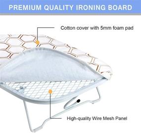 img 1 attached to SheeChung Small Tabletop Ironing Board - Heavy Duty with Mesh Metal Base & 100% Cotton Cover, Hook for Hanging, Portable Folding Mini Ironing Board for Sewing, Craft Room, Household, Dorm