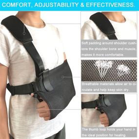 img 3 attached to Versatile Arm Sling Shoulder Immobilizer: Adjustable Split Strap, Lightweight & Breathable - Ideal for Dislocation, Fracture, Sprains & Broken Arm in Adults and Youths