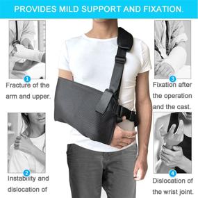 img 2 attached to Versatile Arm Sling Shoulder Immobilizer: Adjustable Split Strap, Lightweight & Breathable - Ideal for Dislocation, Fracture, Sprains & Broken Arm in Adults and Youths