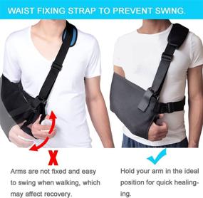 img 1 attached to Versatile Arm Sling Shoulder Immobilizer: Adjustable Split Strap, Lightweight & Breathable - Ideal for Dislocation, Fracture, Sprains & Broken Arm in Adults and Youths