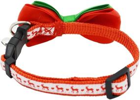 img 1 attached to 🎄 Adjustable Christmas Santa Reindeer Holiday Collar for Cats with Bowtie, Fits 8"-14" Neck Sizes