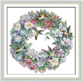 img 4 attached to DIY Holiday Gift: Hummingbirds Cross Stitch Kit - Easy Patterns, 26x25 inch, 100% Cotton, 11CT, DMC Stamped, Needlework Art - Perfect Embroidery Starter Kit for Girls Crafts