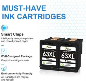 img 1 attached to 🖨 FAcms Remanufactured 63XL Black Ink Cartridge: A Cost-effective Replacement for HP OfficeJet, Envy, and DeskJet Printers (2 Black)