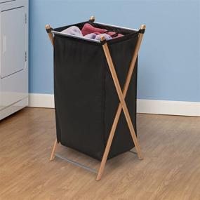 img 3 attached to 🎋 Collapsible Bamboo X-Frame Laundry Hamper by Household Essentials 6540-1 - Bamboo Frame, Black Canvas Bag, Brown