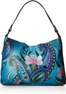 anna anuschka painted leather shoulder women's handbags & wallets logo