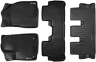 🚗 maxliner floor mats set for 2014-2019 toyota highlander with 2nd row bench seat, black, 3-row liner logo