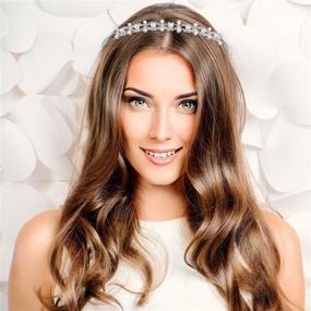 img 2 attached to 👑 Set of 4 Rhinestone Crystal Flower Girl Leaves Crown Headbands - Ideal for Brides, Bridesmaids, and Wedding Party - Includes Faux Pearl Rhinestone Bridal Headdress (Style Set 1)