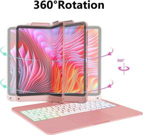 img 1 attached to 📱 Rose Gold iPad Pro 12.9 2021 Case with Keyboard and Trackpad - Backlit, 360° Rotatable, Apple Pencil Charging Support, Compatible with iPad Pro 12.9 inch 5th / 4th / 3rd Generation