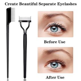 img 1 attached to 👁️ Eyelash Comb Set - 2Pcs Lash Brush Separator for Makeup Mascara Application, Grooming Tool with Metal Teeth, Includes Comb Cover - Eye Makeup Brush Essential