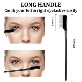 img 3 attached to 👁️ Eyelash Comb Set - 2Pcs Lash Brush Separator for Makeup Mascara Application, Grooming Tool with Metal Teeth, Includes Comb Cover - Eye Makeup Brush Essential