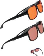 🕶️ anti-glare fit-over glasses: fl-41 rose tinted & amber lens for fluorescent glare, migraine & blue light blocking, uv protection - over prescription reading glasses logo