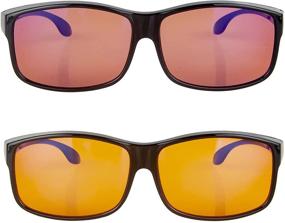 img 1 attached to 🕶️ Anti-Glare Fit-over Glasses: FL-41 Rose Tinted & Amber Lens for Fluorescent Glare, Migraine & Blue Light Blocking, UV Protection - Over Prescription Reading Glasses