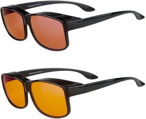 img 2 attached to 🕶️ Anti-Glare Fit-over Glasses: FL-41 Rose Tinted & Amber Lens for Fluorescent Glare, Migraine & Blue Light Blocking, UV Protection - Over Prescription Reading Glasses