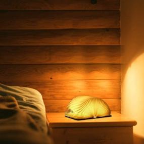 img 1 attached to Wooden Folding Book Lamp, 360° Rotatable Night Light with USB, White Light Yellow Light Warm Yellow Light Color Change - Ideal for Home and Office