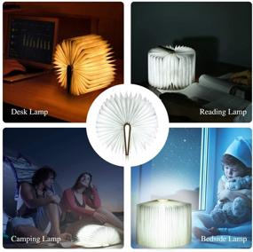 img 2 attached to Wooden Folding Book Lamp, 360° Rotatable Night Light with USB, White Light Yellow Light Warm Yellow Light Color Change - Ideal for Home and Office