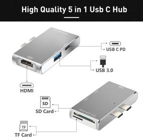 img 3 attached to FLAGTOP 5-in-1 USB C Hub for MacBook Pro, USB 3.0 Ports, SD Card & Micro SD Reader, 4K HDMI 60Hz, PD3.0/Thunderbolt, USB C Dongle Hub (YC-212)