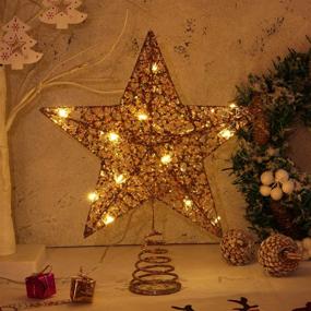 img 1 attached to 🎄 Sparkling Christmas Tree Star Topper - Glittering Treetop Ornament with Warm Lights - 10 Inches