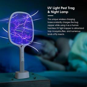 img 3 attached to 🦟 Upgraded Rechargeable Electric Fly Swatter 2-in-1 Bug Zapper Racket - Powerful Grid Mosquitoes Fly Killer for Home and Outdoor with Enhanced Battery, 3-Layer Protection Mesh