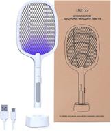 🦟 upgraded rechargeable electric fly swatter 2-in-1 bug zapper racket - powerful grid mosquitoes fly killer for home and outdoor with enhanced battery, 3-layer protection mesh logo