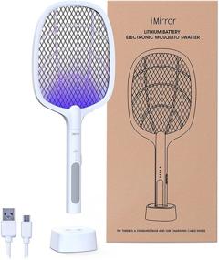 img 4 attached to 🦟 Upgraded Rechargeable Electric Fly Swatter 2-in-1 Bug Zapper Racket - Powerful Grid Mosquitoes Fly Killer for Home and Outdoor with Enhanced Battery, 3-Layer Protection Mesh