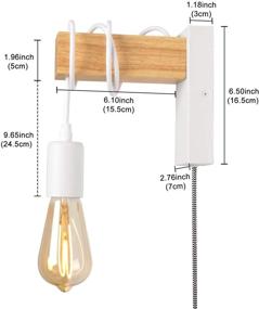 img 1 attached to 🔌 Contemporary White Wooden Wall Sconce with Plug-in Cord - Modern Bedroom Bedside Lamp, E26 Base for Living Room Decoration, Mounted Interior Lighting